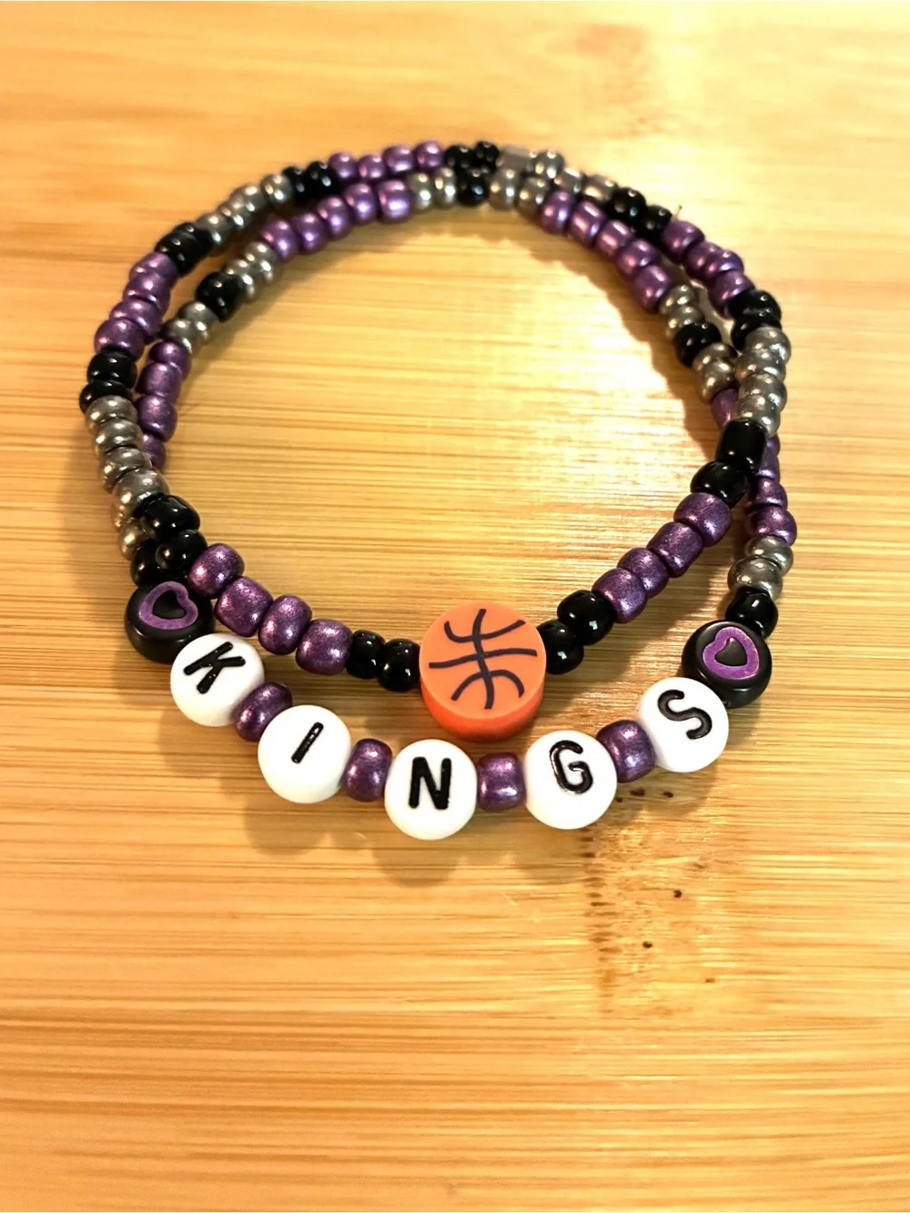 Kings Basketball Beaded Bracelet Set